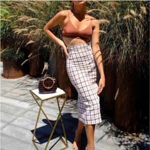 Zara Plaid Skirt Slit Back
